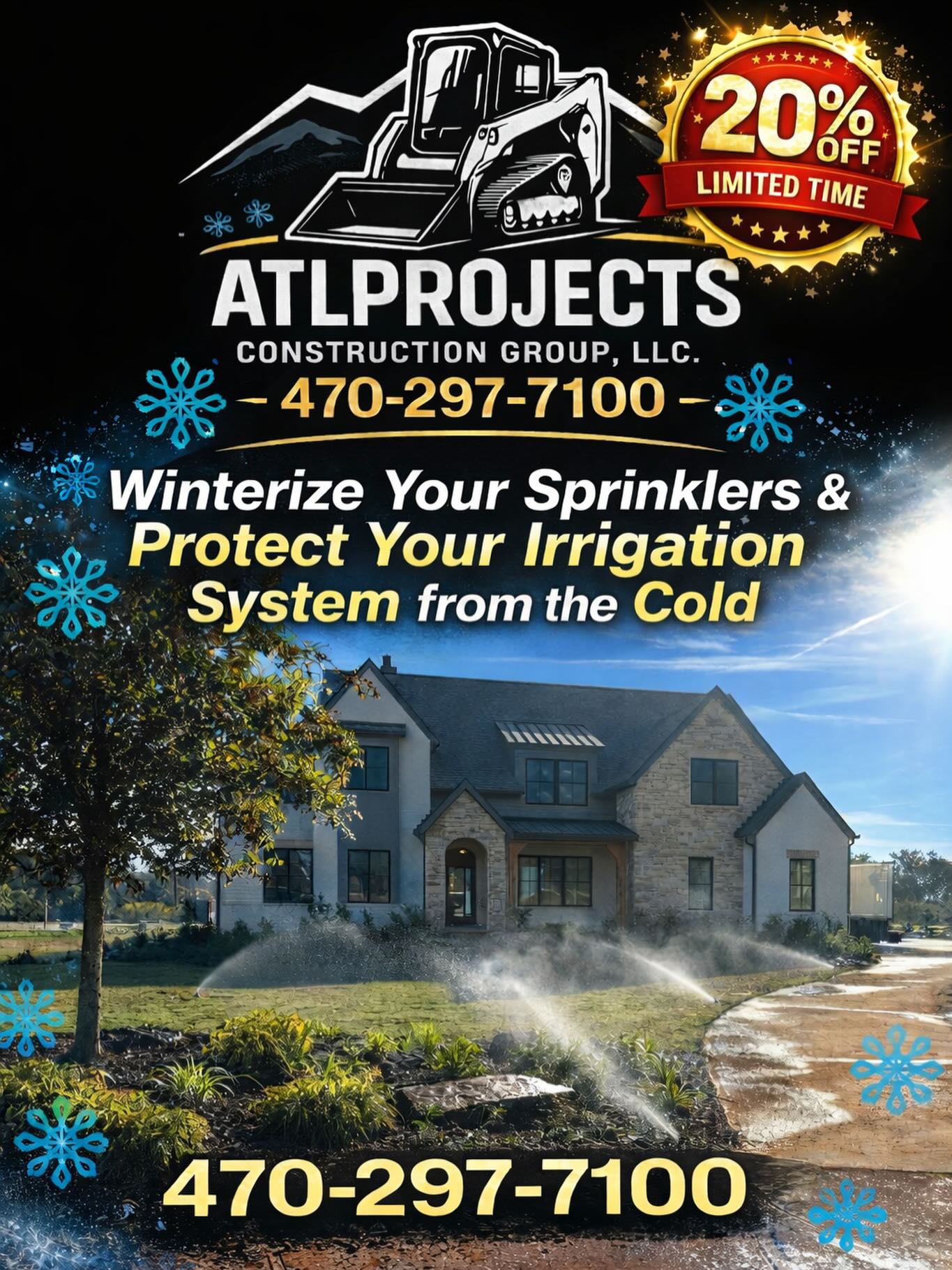If your irrigation system isn’t winterized, frozen water can crack pipes, damage valves, and cause costly repairs when spring arrives.

Don’t wait until it’s too late. We handle everything irrigation — from winterization and leak repairs to full system fixes, upgrades, and brand-new installations.

• If it involves irrigation, we’ve got you covered.

🔥 20% OFF – Limited Time
📞 Call or text 470-297-7100 #irrigationexperts #sprinklerwinterization #freezeprotection #atlantahomes #homemaintence